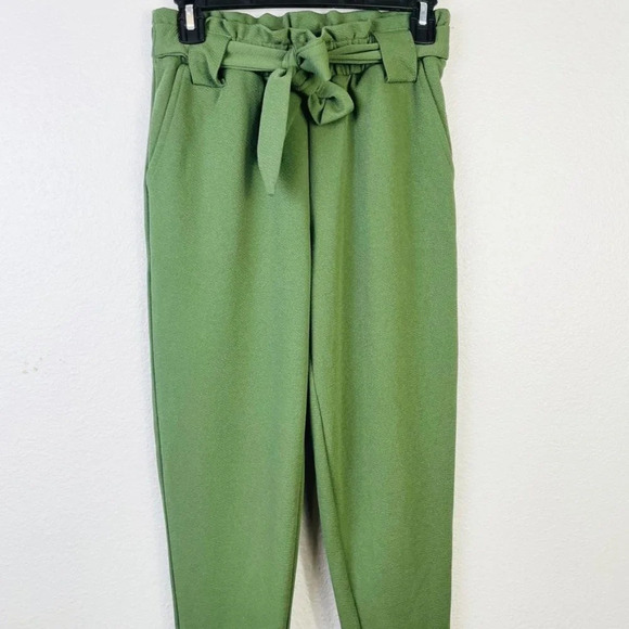 PINK DOT‎ Olive Green Paper Bag Pants Size Small - Picture 6 of 8